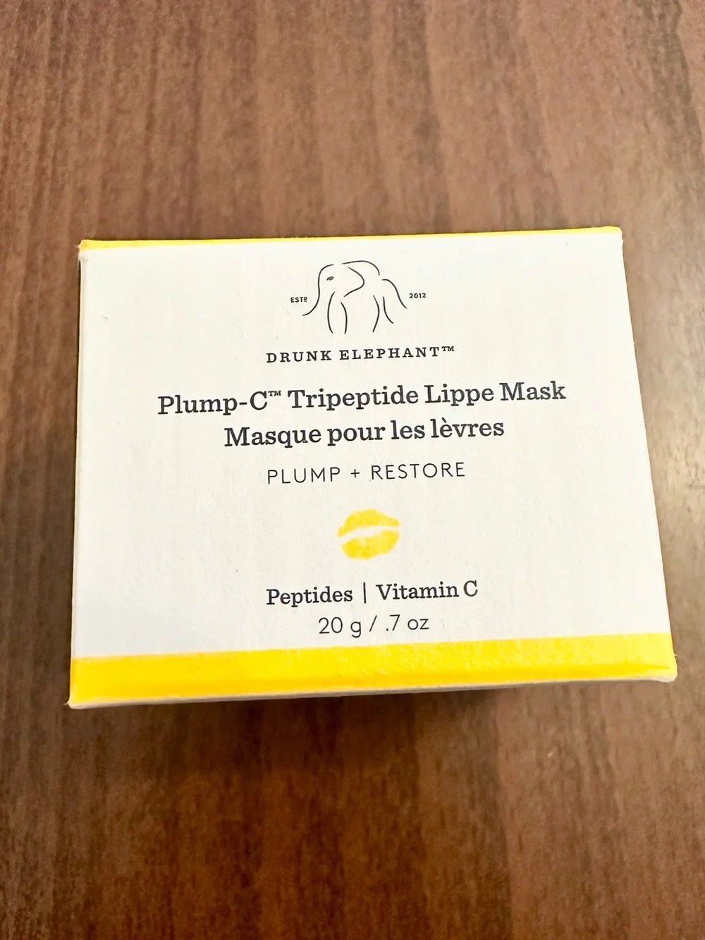 Drunk Elephant Plump-C™ Tripeptide Lippe Mask with Vitamin C NIB